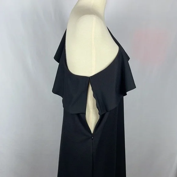 Xhilaration One Shoulder Black Side Zip Ruffle Dress - Size Large - Picture 10 of 12